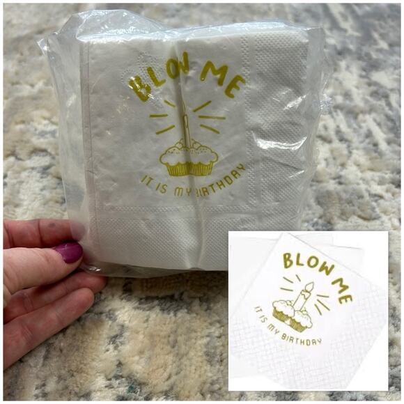 NEW Bulk Funny Blow Me It’s My Birthday Cocktail Party Napkins - Picture 1 of 6
